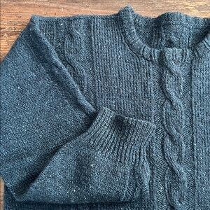 Homemade Cable Knit Crewneck Sweater Wool Blue Unisex Size Large